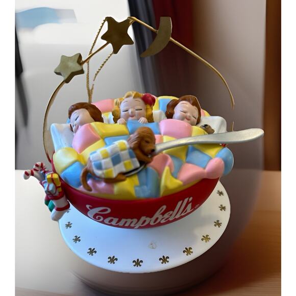 VTG Campbells Soup Kids Collectible 1993 Christmas Ornament Sleeping In Bowl Dog - Picture 1 of 7